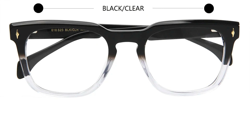 Esnbie Unisex Full Rim Square Thick Temple Acetate Eyeglasses 61823 Full Rim Esnbie Black Clear  