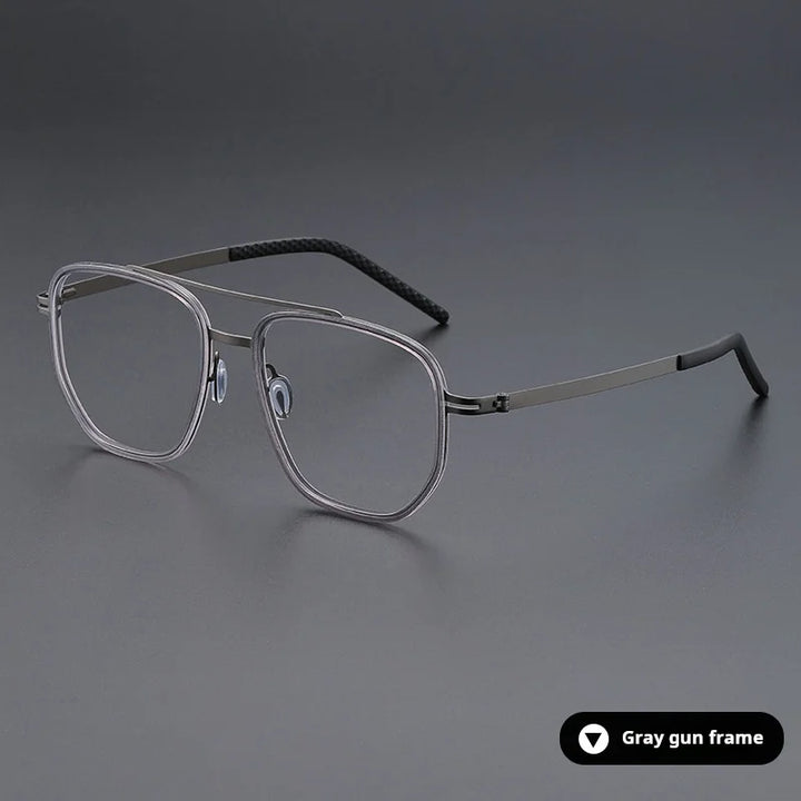 Momoja Unisex Full Rim Oval Double Bridge Acetate Titanium Eyeglasses 698012