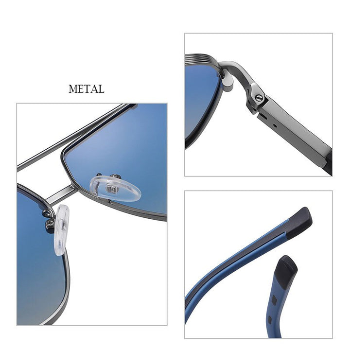Zirosat Unisex Full Rim Square Double Bridge Alloy Polarized Sunglasses 6312 Sunglasses Zirosat   