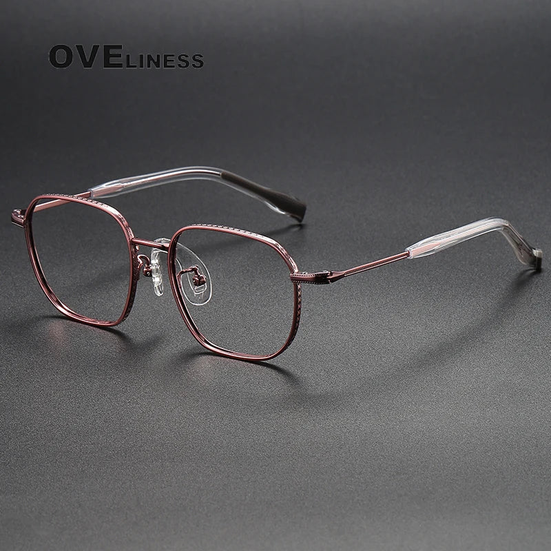 Oveliness Unisex Full Rim Square Titanium Eyeglasses 80940 Full Rim Oveliness red  