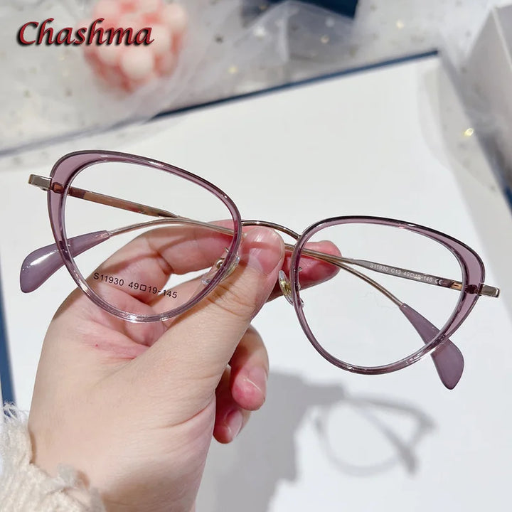 Chashma Ochki Women's Full Rim Cat Eye Tr 90 Titanium Eyeglasses 119304