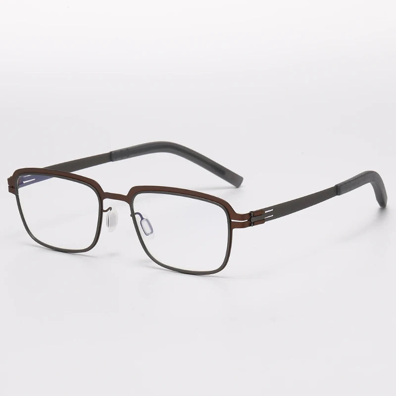 Bobbie Unisex Full Rim Square Screwless Steel Acetate Eyeglasses 165038