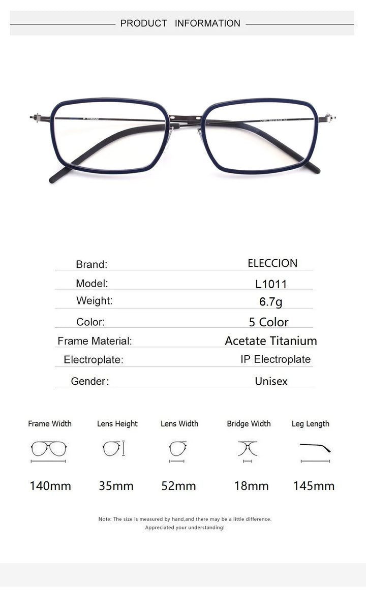 Eleccion Unisex Full Rim Square Titanium Acetate  Eyeglasses 41011