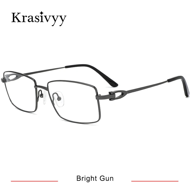 Krasivyy Men's Full Rim Oversized Square Titanium Eyeglasses 20369 Full Rim Krasivyy Bright Gun