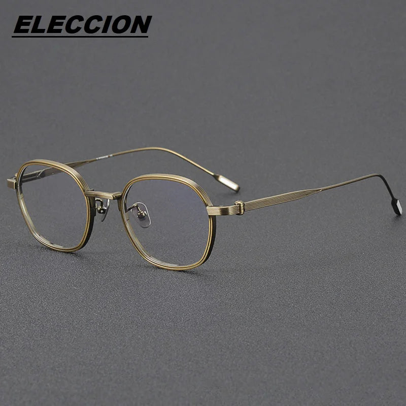 Eleccion Unisex Full Rim Oval Square Titanium Eyeglasses 39140 Full Rim Eleccion Bronze CHINA