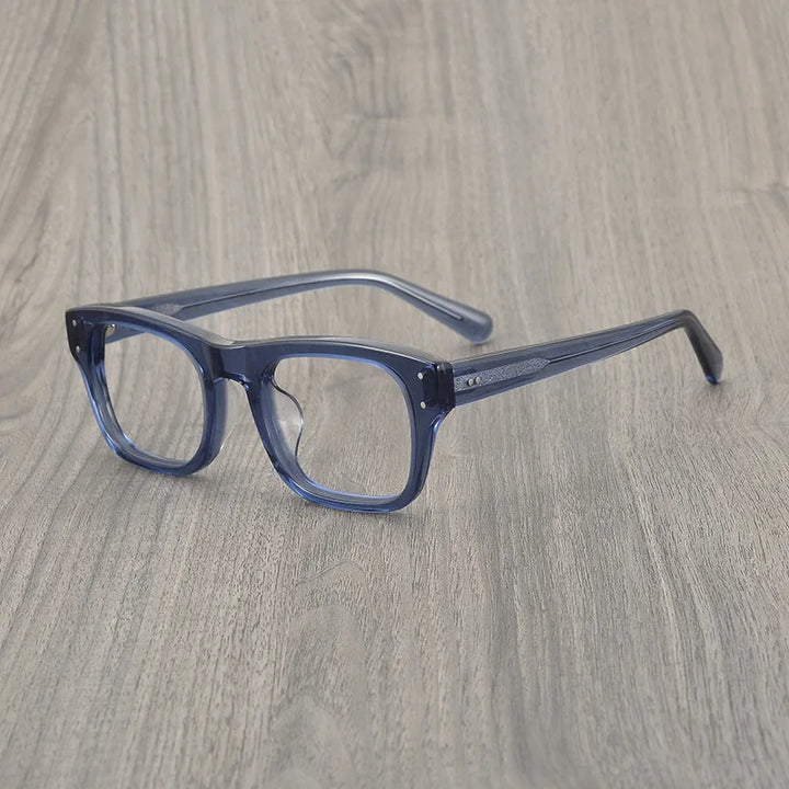 Black Mask Unisex Full Rim Square Acetate Eyeglasses 8174 Full Rim Black Mask Blue  