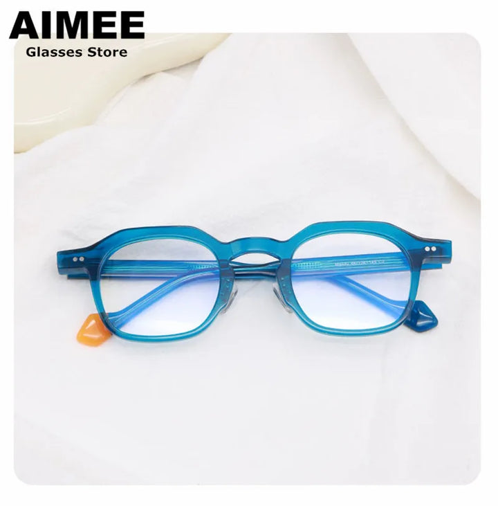 Aimee Unisex Full Rim Flat Top Square Acetate Eyeglasses 80025 Full Rim Aimee   