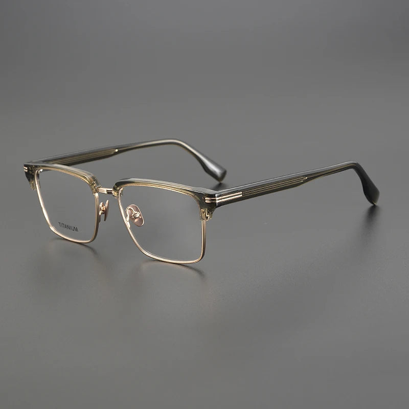 Nobler Unisex Semi Rim Square Titanium Acetate Eyeglasses 0518 Semi Rim Nobler   