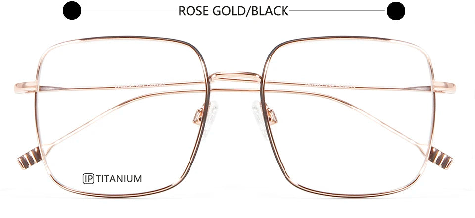 Esnbie Unisex Full Rim Big Square Titanium Eyeglasses 22025 Full Rim Esnbie ROSE GOLD BLACK  