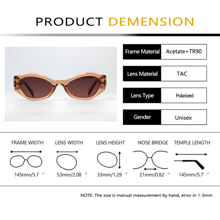 Esnbie Unisex Full Rim Oval Cat Eye Scuplted Acetate Sunglasses 230621