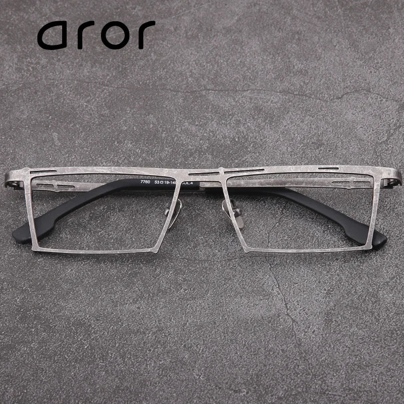 Aror Unisex Full Rim Brow Line Square Titannium Eyeglasses 47760 Full Rim Aror