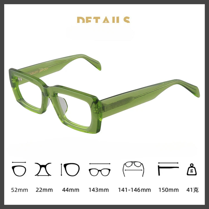 Hewei Unisex Full Rim Square Thick Acetate Eyeglasses 14352