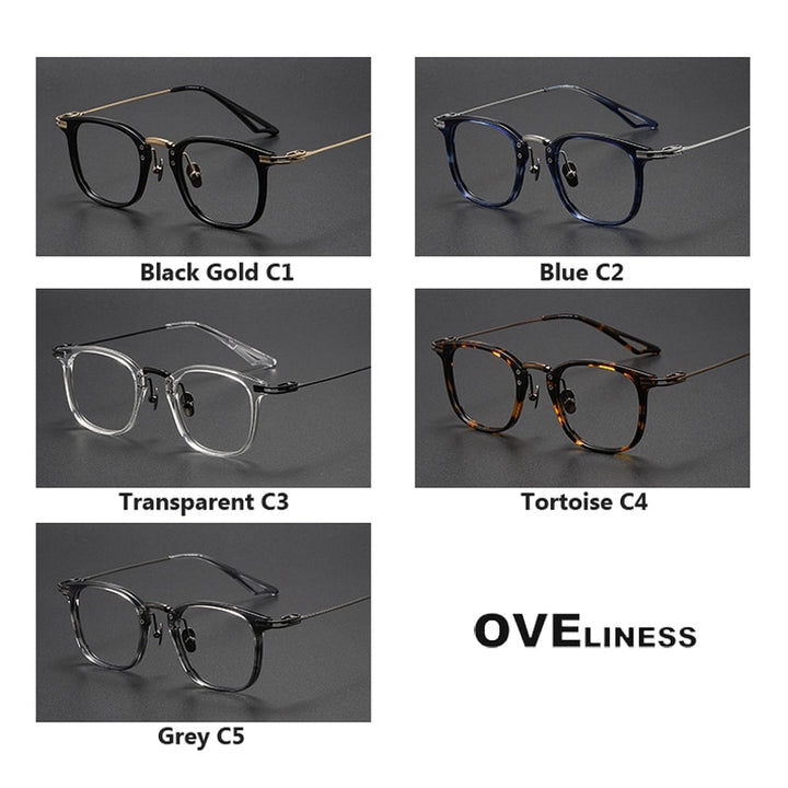 Oveliness Unisex Full Rim Square Acetate Titanium Eyeglasses 80870 Full Rim Oveliness   