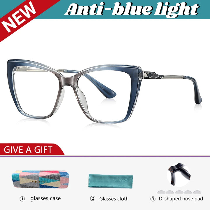 Vicky Women's Full Rim Square Butterfly Tr 90 Titanium Reading Glasses 97229