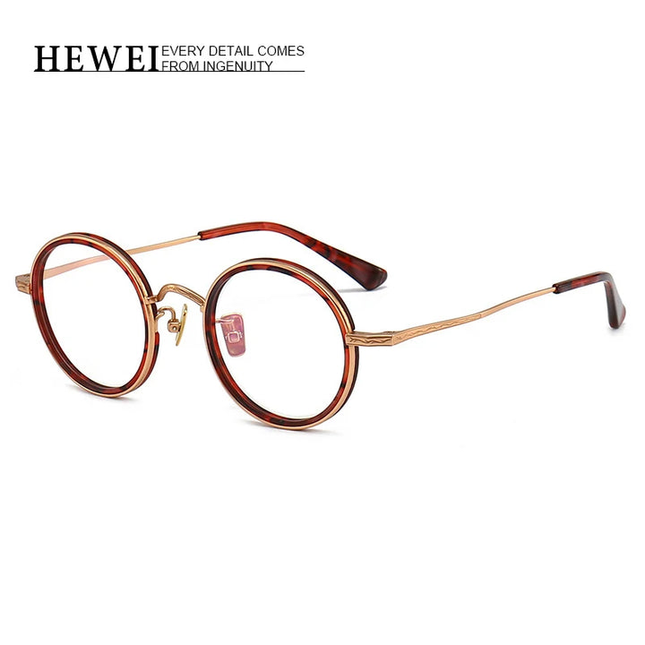 Hewei Unisex Full Rim Round Titanium Acetate Eyeglasses 3071 Full Rim Hewei   