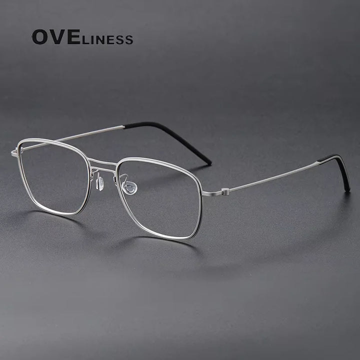 Oveliness Unisex Full Rim Square Double Bridge Titanium Eyeglasses 5524 Full Rim Oveliness silver  