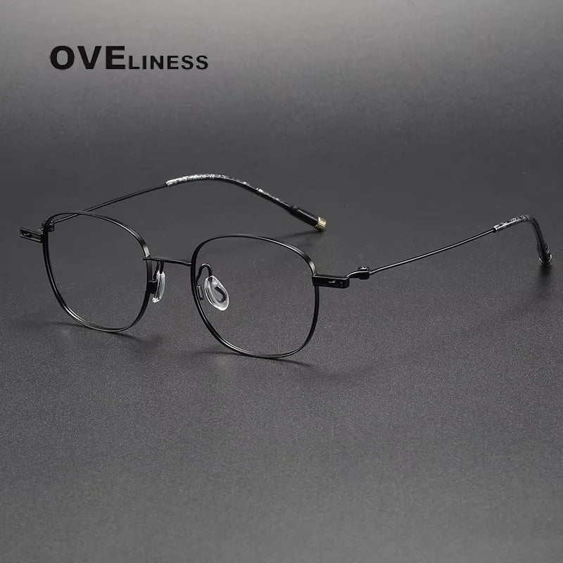 Oveliness Women's Full Rim Square Titanium Eyeglasses 40223 Full Rim Oveliness black  