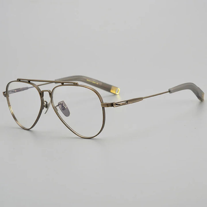 Eleccion Men's Full Rim Oval Double Bridge Titanium Eyeglasses 442101