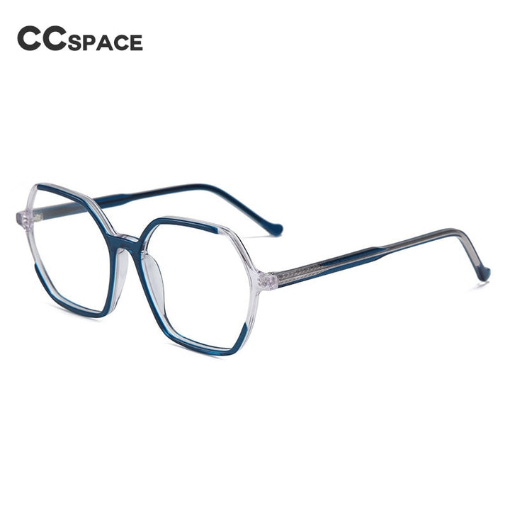 CCSpace Unisex Full Rim Polygon Acetate Fiber Spring Hinge Eyeglasses 55992 Full Rim CCspace   