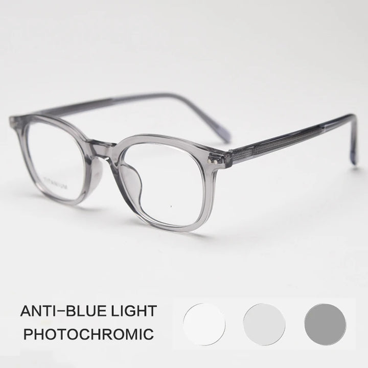 Gatenac Unisex Full Rim Square Tr 90 Titanium Photochromic Reading Glasses 98598