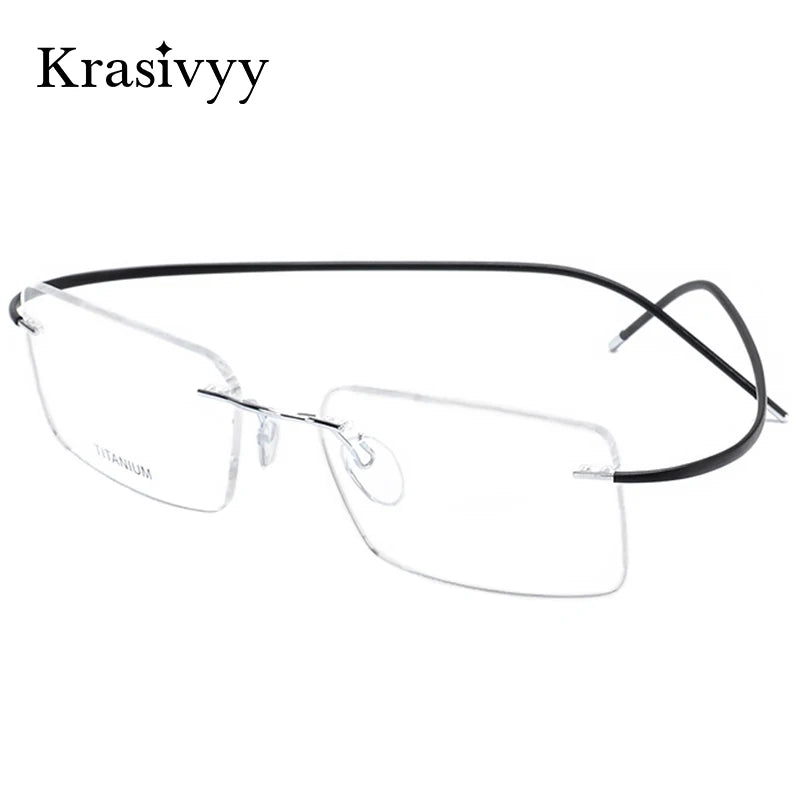 Krasivyy Unisex Rimless Square Titanium Eyeglasses 1614 Rimless Krasivyy   