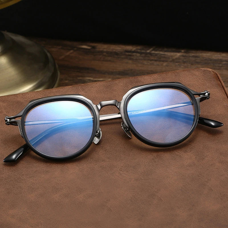Black Mask Unisex Full Rim Round Titanium Eyeglasses BM-A5872