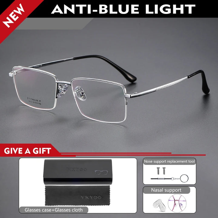 Vicky Unisex Semi Rim Square Titanium Reading Glasses 18012