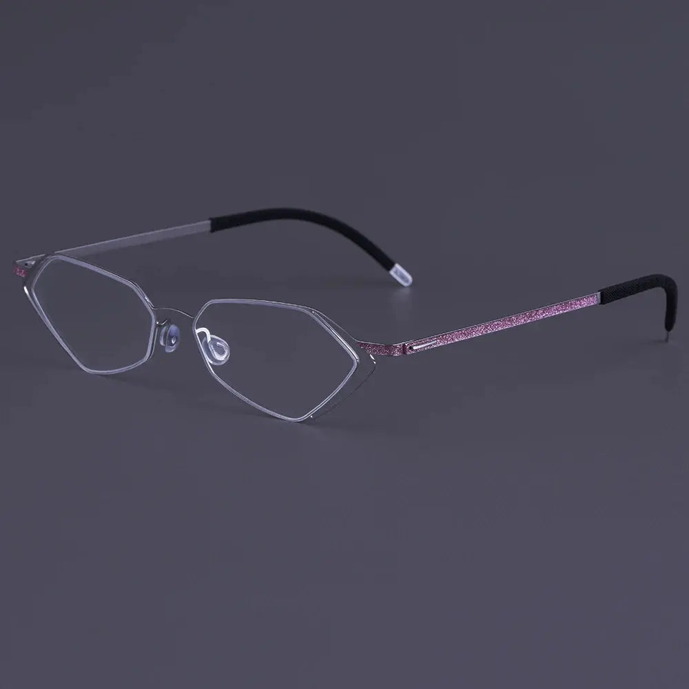 Bobbie 339451 Unisex Screwless Full Rim Polygon Oval Titanium Frames — view 1 | Bobbie at FuzWeb
