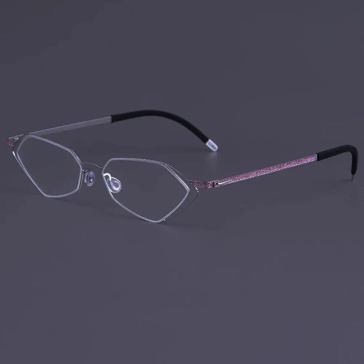 Bobbie 339451 Unisex Screwless Full Rim Polygon Oval Titanium Frames — view 1 | Bobbie at FuzWeb