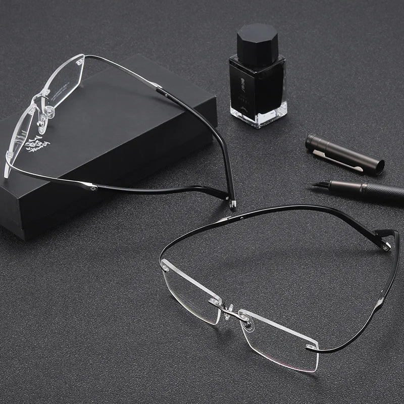 Hdcrafter Unisex Rimless Rectangle Screwless Titanium Eyeglasses 2952 Rimless Hdcrafter Eyeglasses   