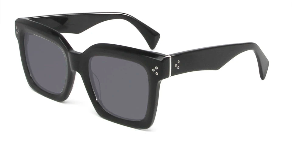 Esnbie Unisex Full Rim Square Brow Line Acetate Sunglasses 246051
