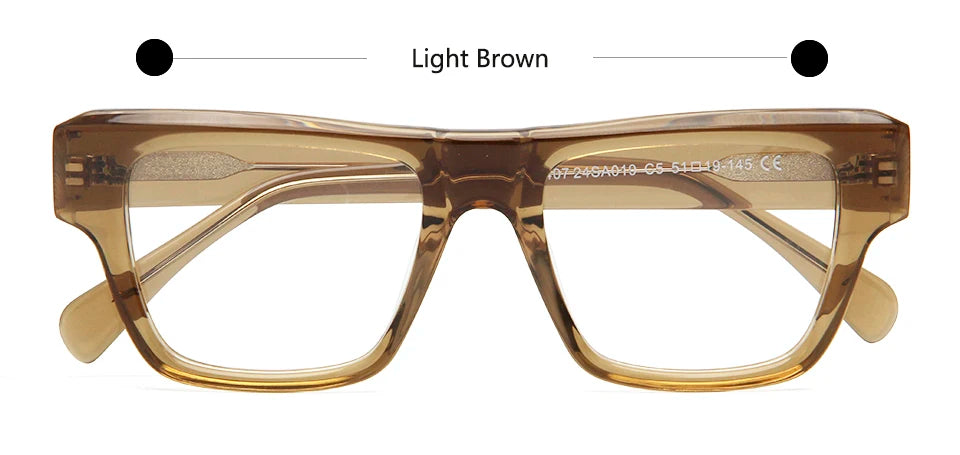 Esnbie Unisex Full Rim Square Acetate Thick Temple Eyeglasses 40191
