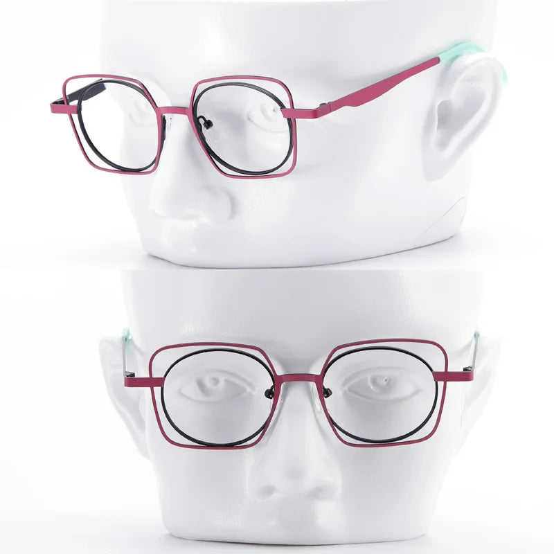 Muzz Women's Full Rim Round Square Alloy Eyeglasses 5525 Full Rim Muzz   