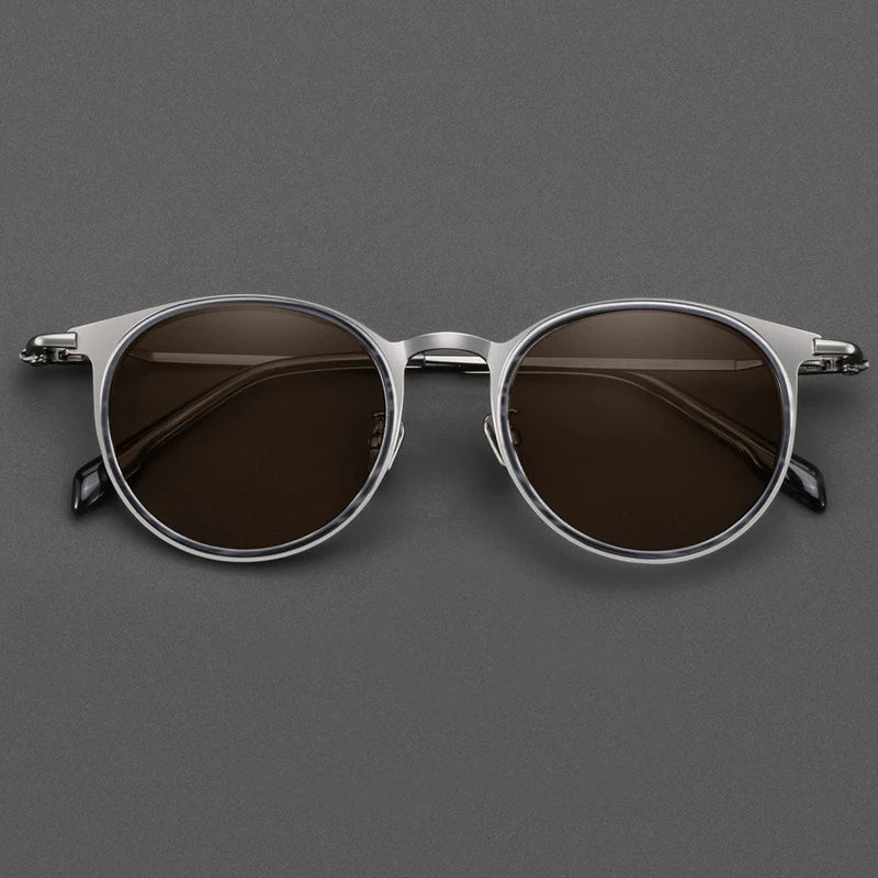 Black Mask Men Full Rim Round Titanium Polarized Sunglasses BM-0056