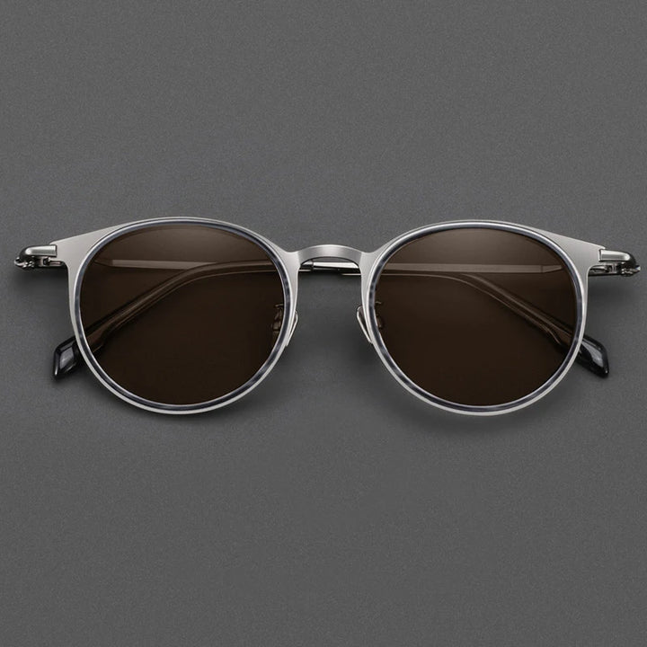 Black Mask Men Full Rim Round Titanium Polarized Sunglasses BM-0056