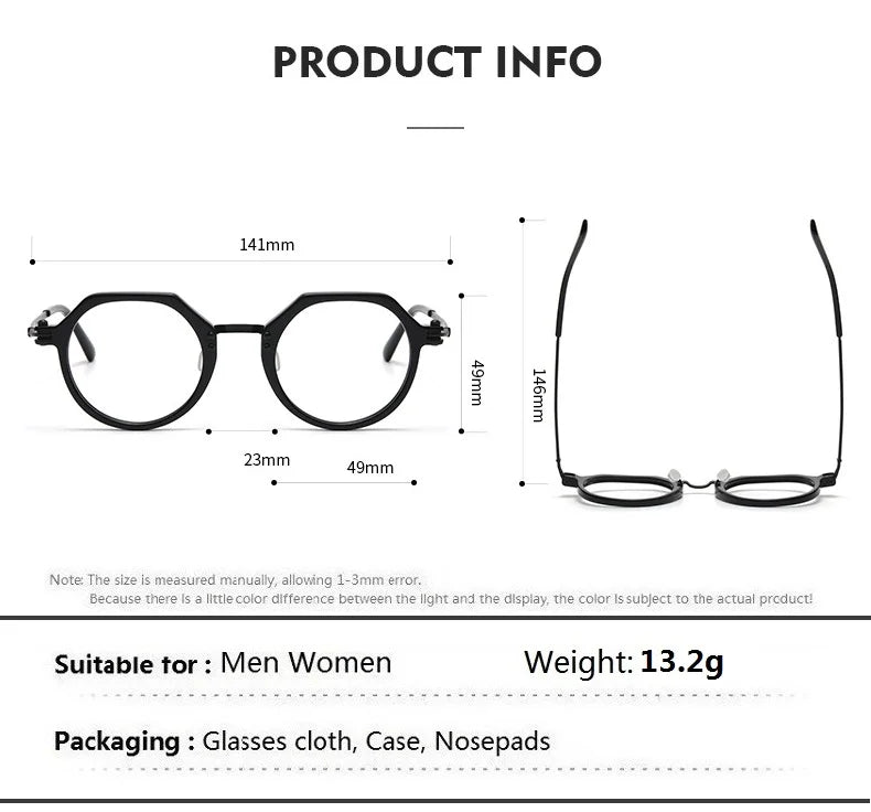 Bobbie Unisex Full Rim Flat Top Round Titanium Acetate Eyeglasses 675882