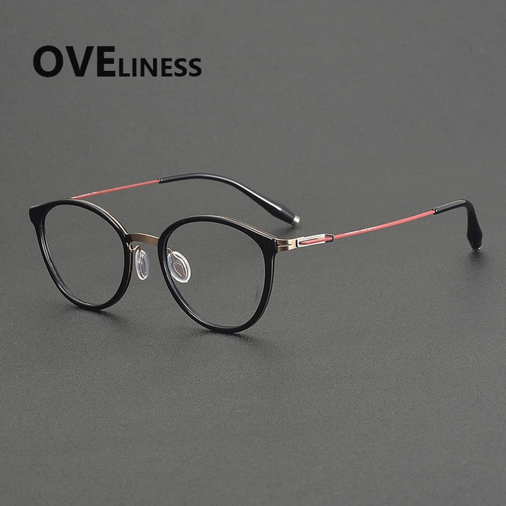 Oveliness Unisex Full Rim Oval Round Acetate Titanium Eyeglasses 22501