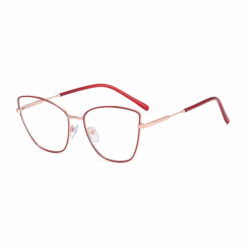 Ralferty Women's Full Rim Square Cat Eye Alloy Eyeglasses R95830 Full Rim Ralferty C7 Red CHINA 