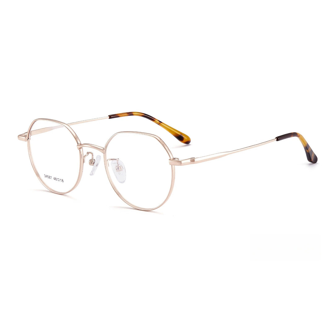 Yimaruili Unisex Full Rim Flat Top Polygon Alloy Eyeglasses Y34587 Full Rim Yimaruili Eyeglasses Rose Gold  