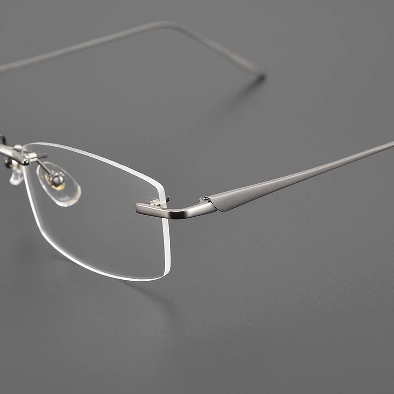 Aimee Unisex Rimless Square Oval Titanium Eyeglasses 17140