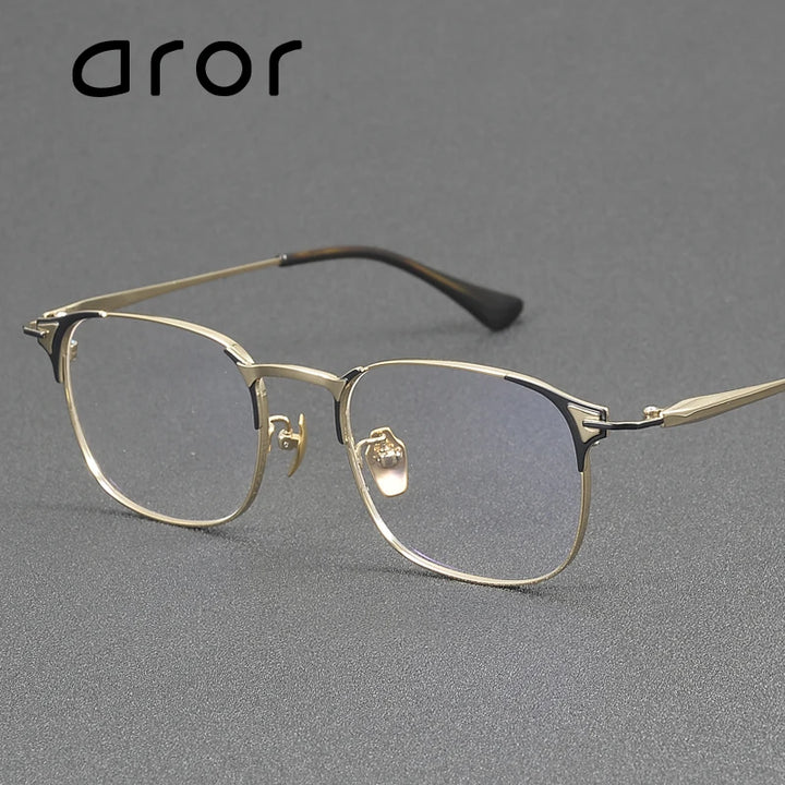 Aror Men's Full Rim Square Titanium Eyeglasses 94484 Full Rim Aror