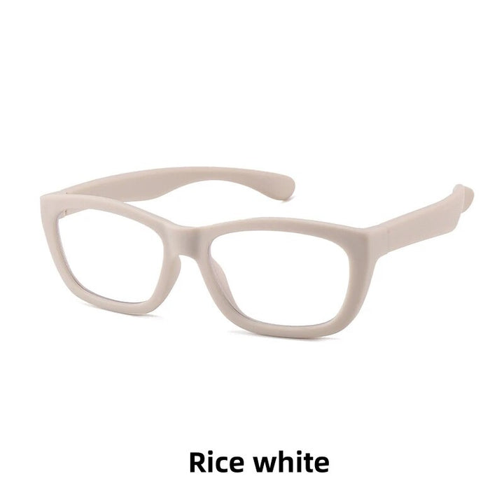 KatKani Unisex Children's Full Rim Square Tr 90 Silicone Eyeglasses F8214 Full Rim KatKani Eyeglasses Rice white  