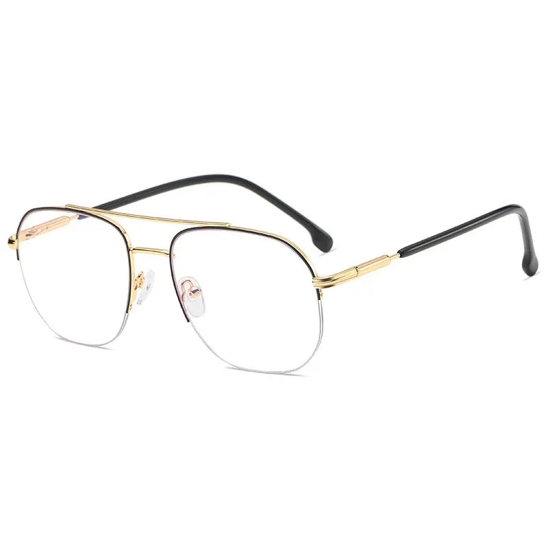 Handoer Unisex Semi Rim Square Double Bridge Titanium Eyeglasses 95926