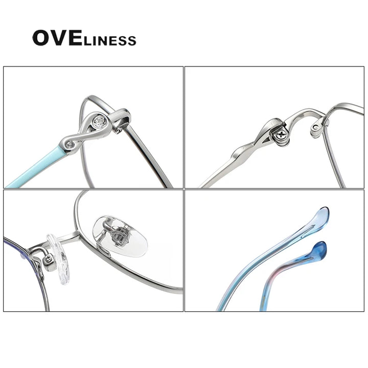 Oveliness Women's Full Rim Polygon Square Titanium Eyeglasses 196001 Full Rim Oveliness   