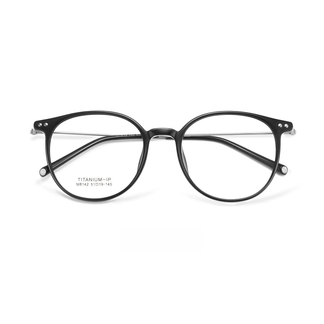 Yimaruili Unisex Full Rim Square Tr 90Titanium Eyeglasses M8142 Full Rim Yimaruili Eyeglasses Black Silver  