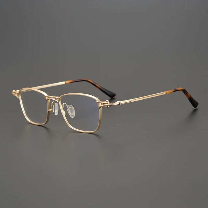 Black Mask Unisex Full Rim Big Square Titanium Eyeglasses 45890 Full Rim Black Mask Golden  