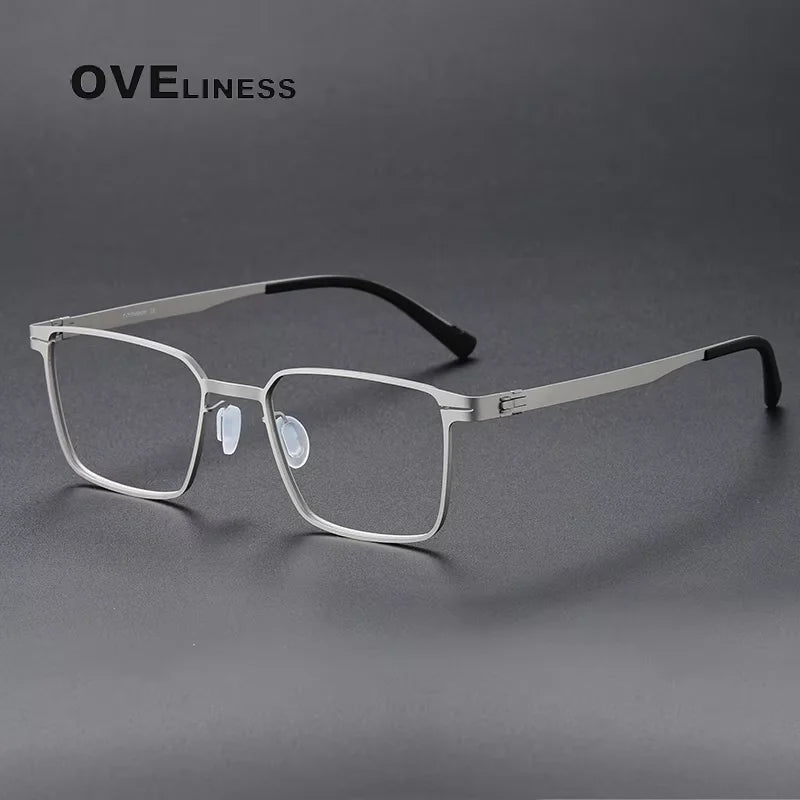 Oveliness Unisex Full Rim Square Titanium Eyeglasses 80998 Full Rim Oveliness silver  