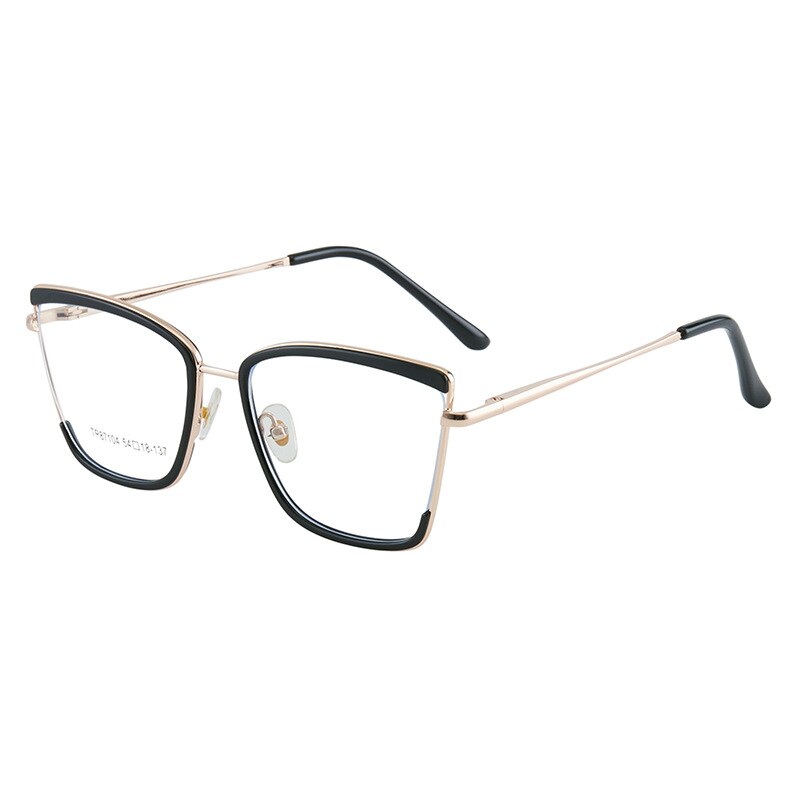 CCSpace Unisex Full Rim Square Cat Eye TR 90 Alloy Eyeglasses 55915 Full Rim CCspace Black China 