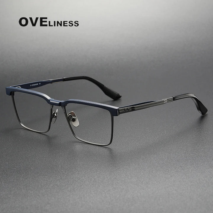 Oveliness Unisex Full Rim Square Acetate Titanium Eyeglasses 369137