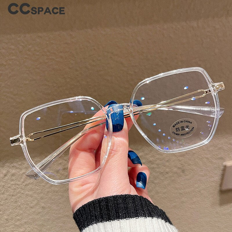 CCSpace Unisex Full Rim Polygon Square Tr 90 Titanium Eyeglasses 55886 Full Rim CCspace   